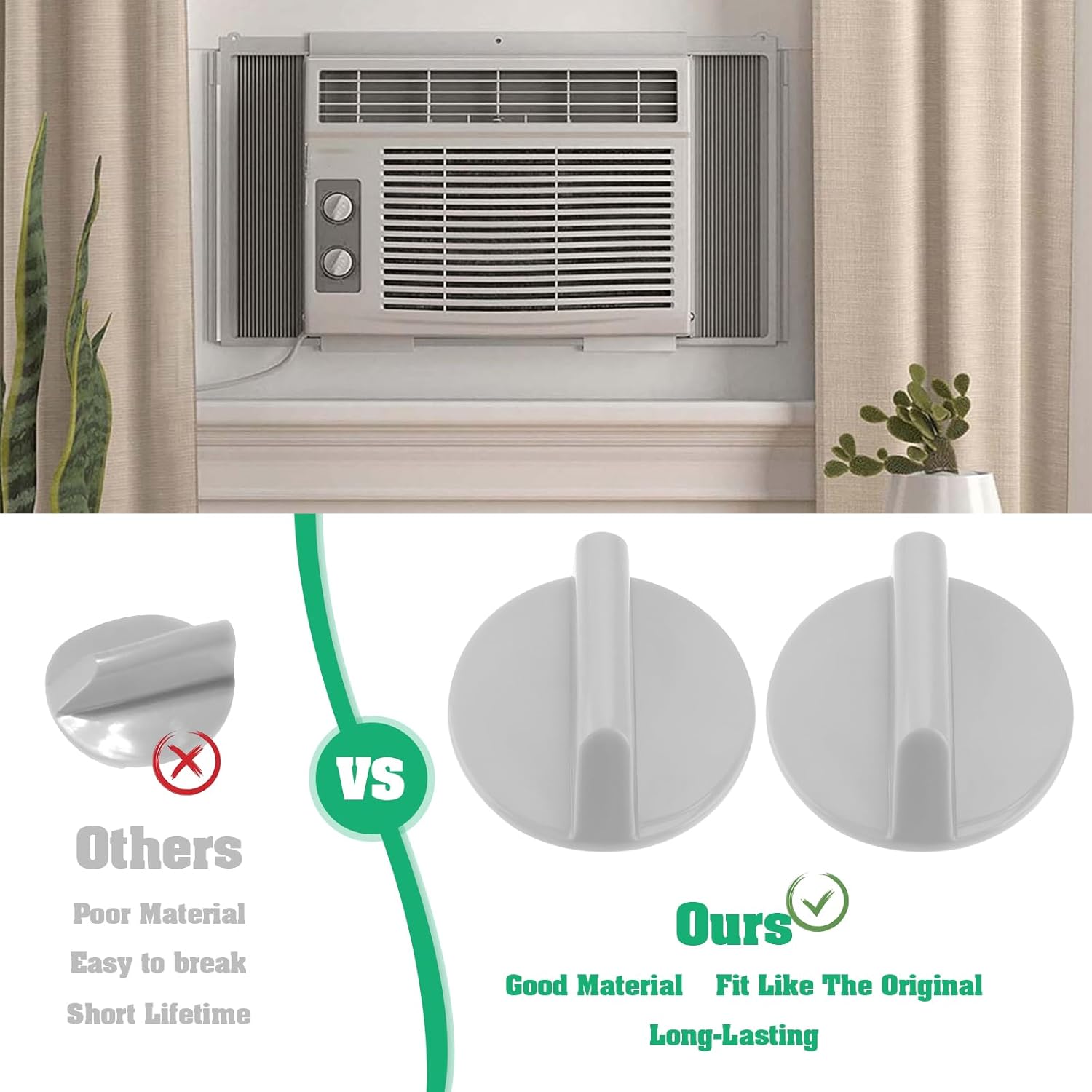 2x WP12X10002 Air Conditioner Control Knob Compatible with General Electric GE Room Window Air Conditioner AP3795597 1090769 EA962908