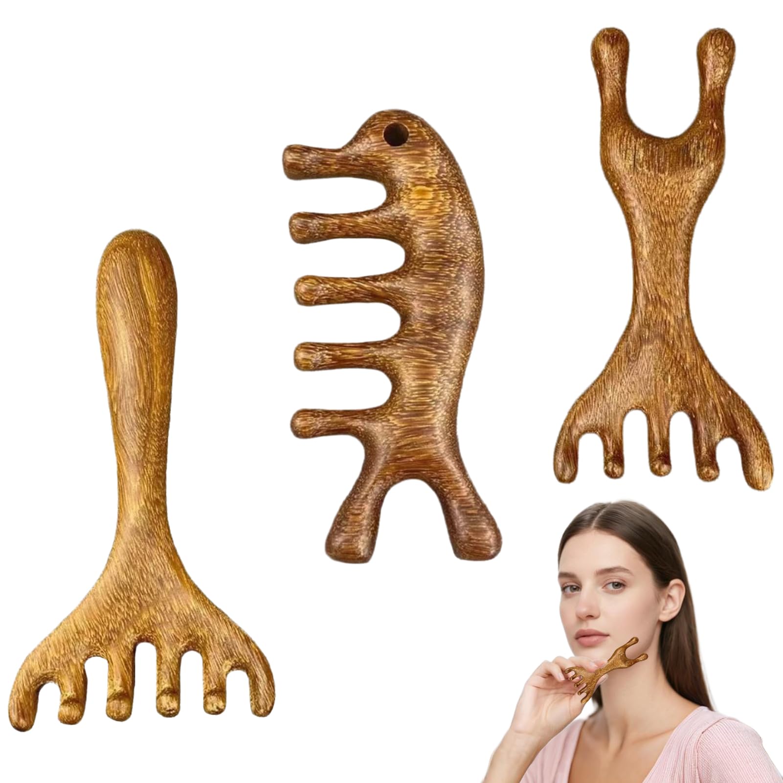 3 Pcs Scalp Massage Tool Foot Massager Tool Wooden Scalp Massager Massage Comb Foot Massage Tool Labor Comb