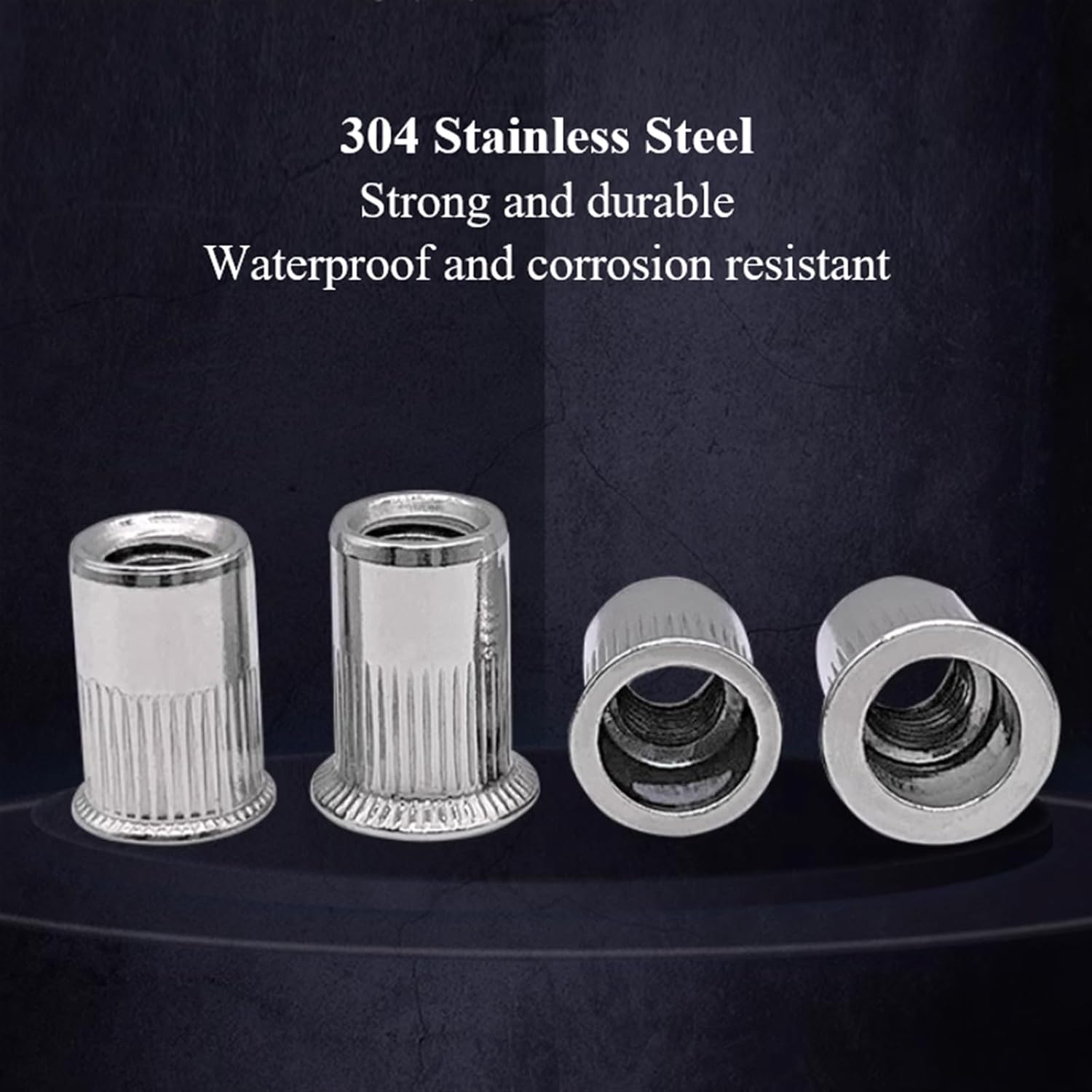 100pcs Rivet Nuts, Countersink Head SUS304 Threaded Insert Nut Flat Head Knurled Nutsert Rivnuts (Size : M4*11)