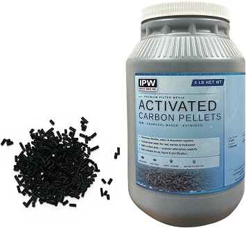 IPW Industries, Inc. | 4 lbs Activated Charcoal Pellets for Aquarium, Water Purification for Fish Tank, Koi Reef and Carbon Filter for Aquarium System