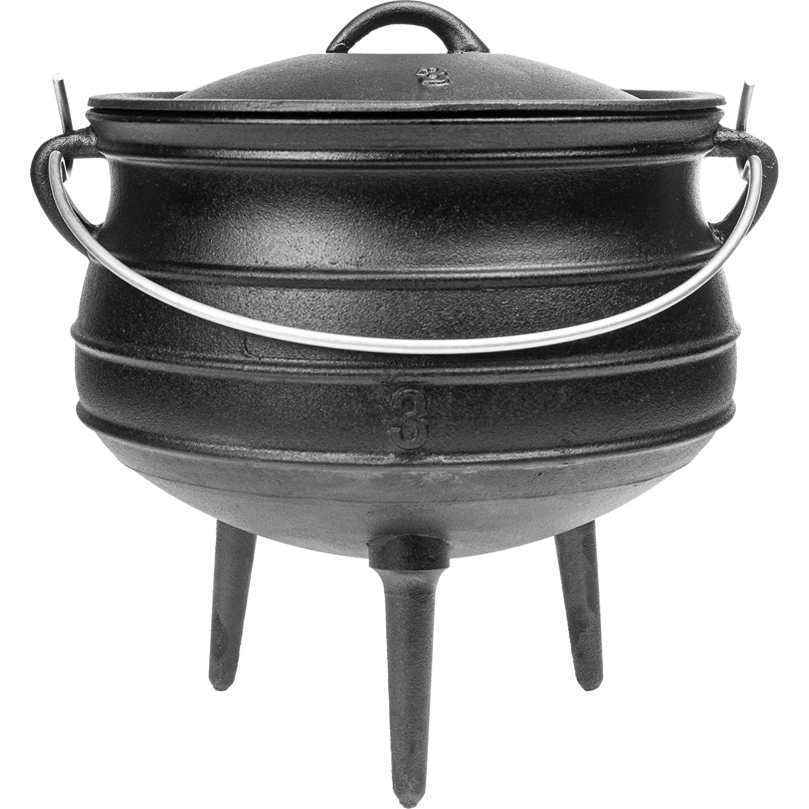 Caldero Africano de Hierro Fundido 7 L – Olla de Campamento para Cocinar al Fuego, Ideal para Guisos de Caza