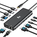 Laptop Docking Station Dual Monitor, LIONWEI 13-in-1 USB C Hub with 4K 2 HDMI, DP, Ethernet, 5 USB A/C 3.1/2.0, 100W PD, SD/TF, Audio, USB C Hub Multiport Adapter for Dell/HP/Lenovo/Surface