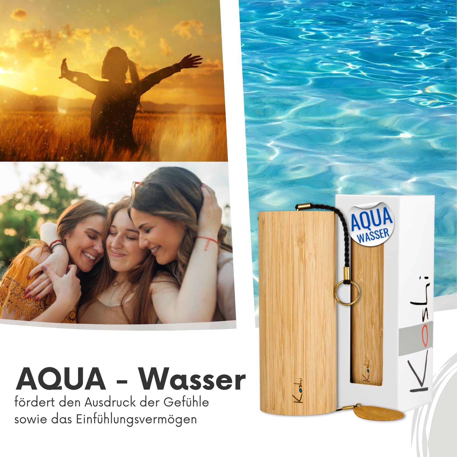 Koshi Klangspiel Aqua - Wasser mit Ständer Pisa - Klangspielständer für Klangtherapie Yoga und Entspannung