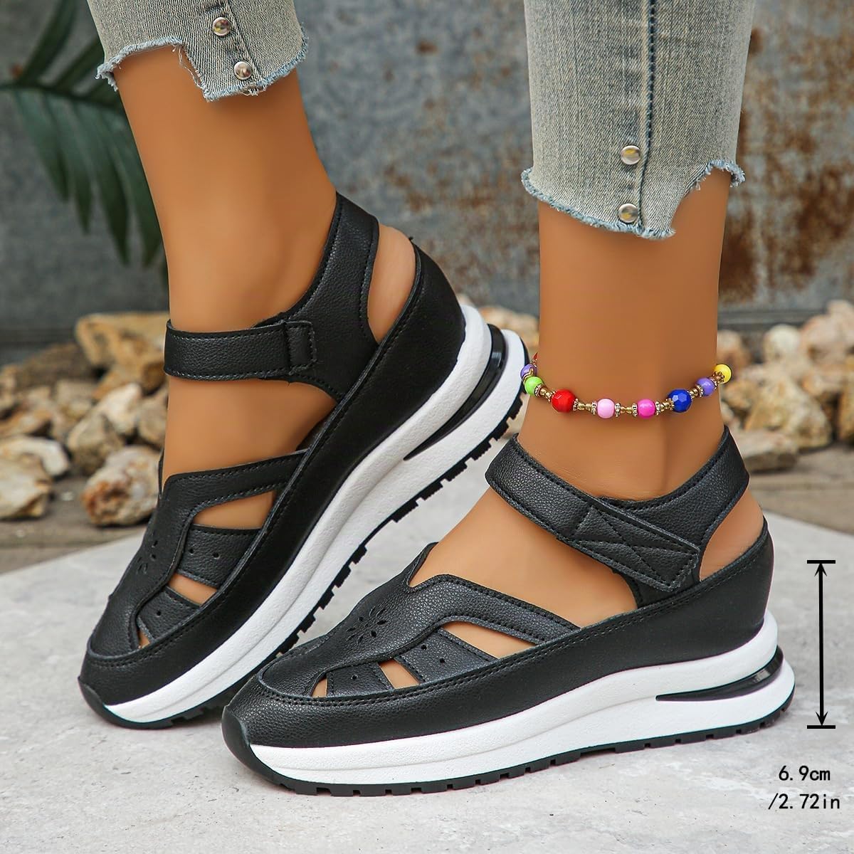 Zapatos ortopédicos para mujer 2026 de verano, plataforma cómoda, hueca, transpirable, zapatos de cuña con puntera cerrada, sandalias deportivas anchas con correa al tobillo, zapatos de vestir para la