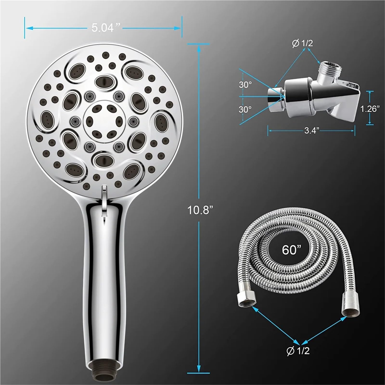 Ducha eléctrica de mano con 10 funciones de pulverización trasera y presión de agua ajustable, ideal para experiencia de spa en casa, fácil instalación y diseño moderno