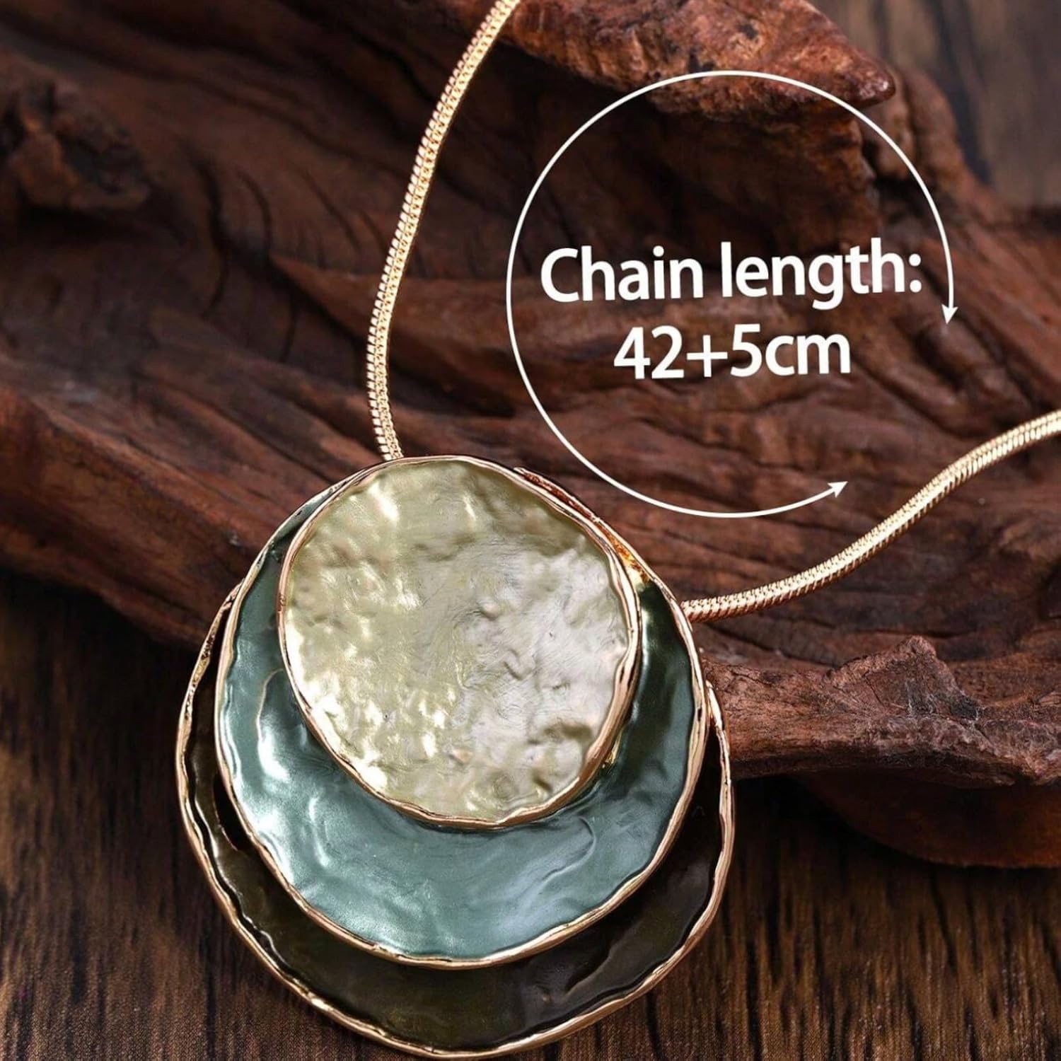 72ore Boho Necklace Earrings Dainty Gold Green Circular Pendant Vintage Enamel Necklace Earrings for Women Jewelry Set Birthday Gifts Party Dresses Accessories Vacation - Image 6