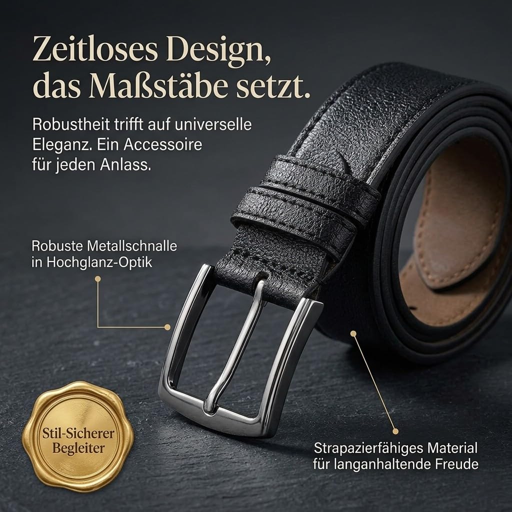 Polo Air Herren Geschenk-Set 4-Teilig mit Parfum Gürtel Geldbörse Kartenetui Schwarz Premium Geschenkbox