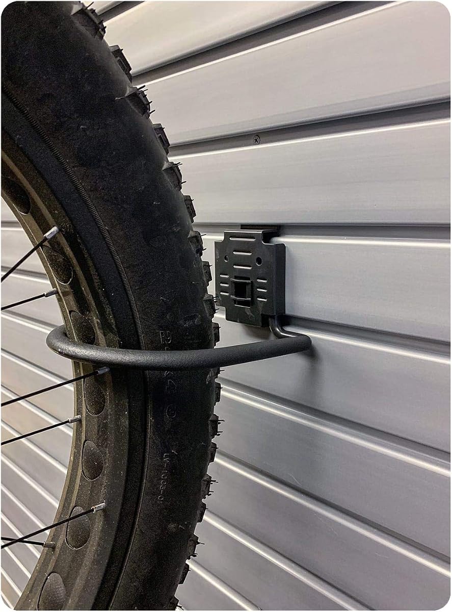 Fat Tire Bike Hook with Locking Bracket for Bicycle Storage on Garage Slatwall Panels