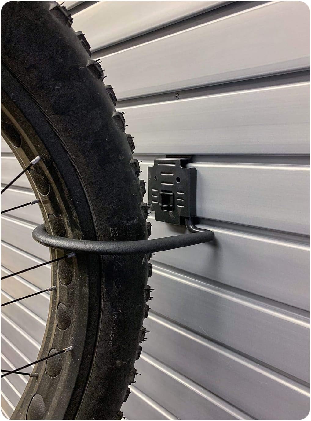 HandiWall Fat Tire Bike Hook with Locking Bracket for Bicycle Storage on Garage Slatwall Panels