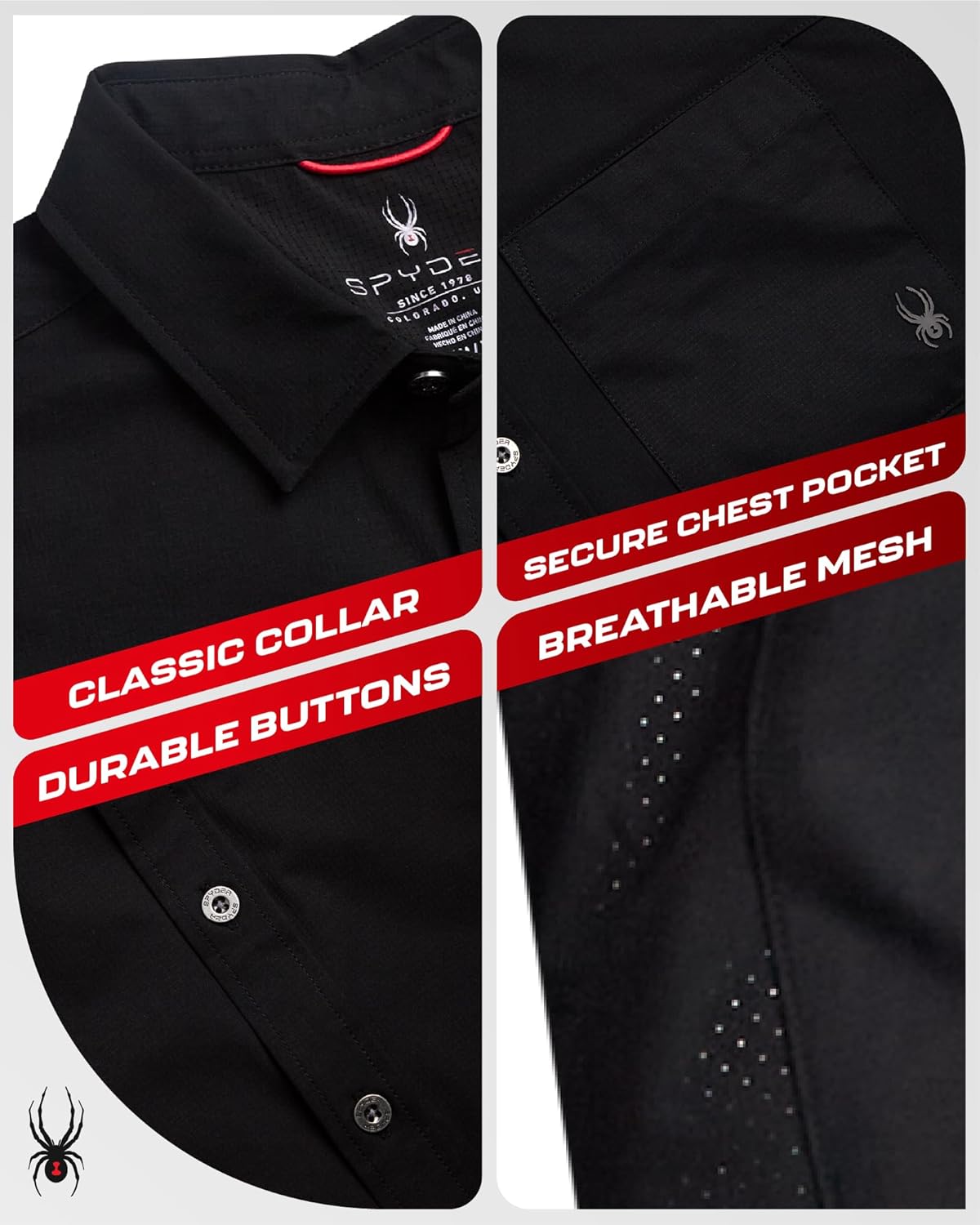 Spyder Mens Button Down Shirt Jacket - Performance Long Sleeve Shirt Jacket for Men - Casual Collared Mens Button Up Shirts - Image 3