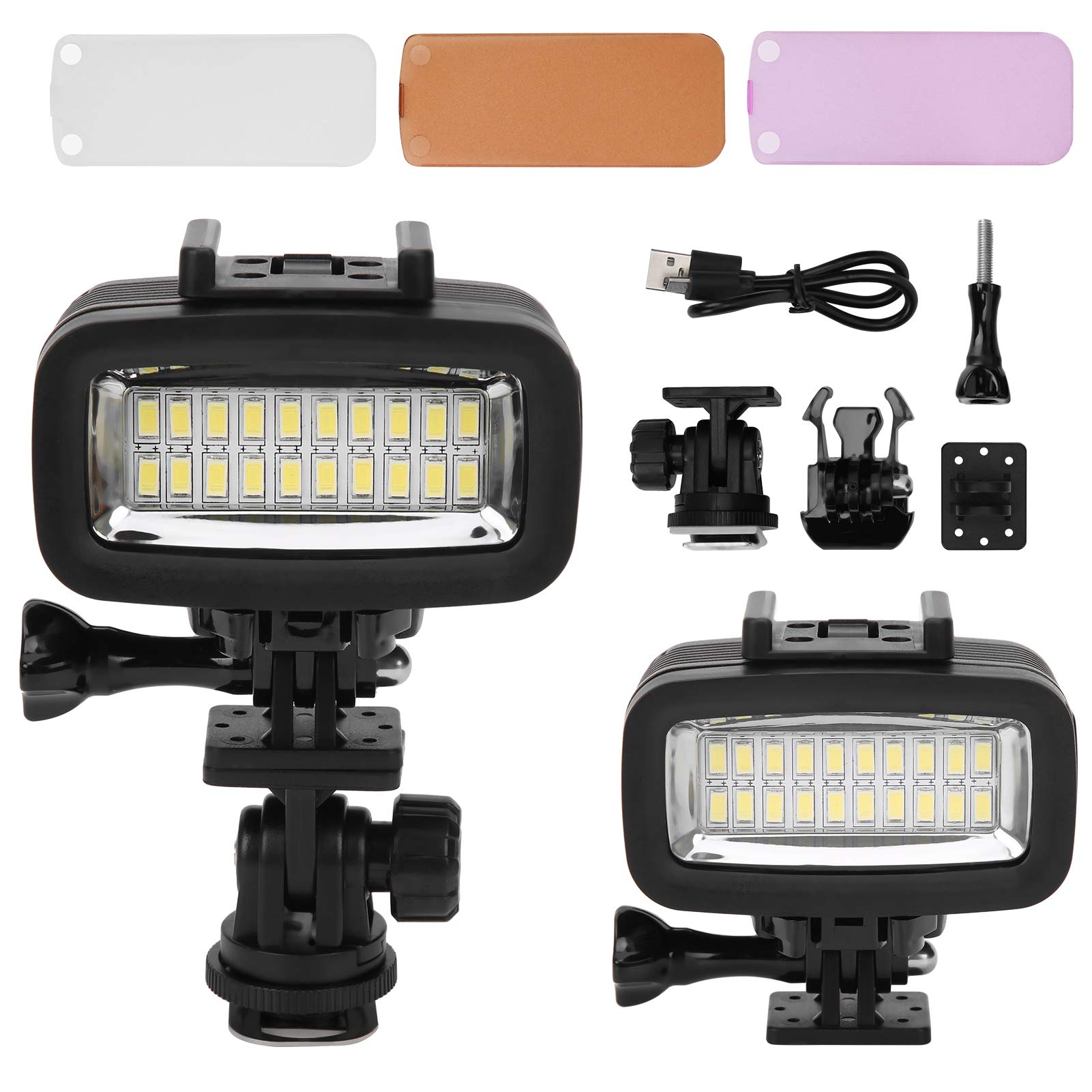 PUSOKEI 7 Zoll LED-Lichtleiste - 40 M Unterwasserlichter Tauchlicht, Wasserdichtes LED-Fülllicht, Wasserdichtes LED-Videolicht 5500 K für Unterwasseraufnahmen, Unterhaltung Usw