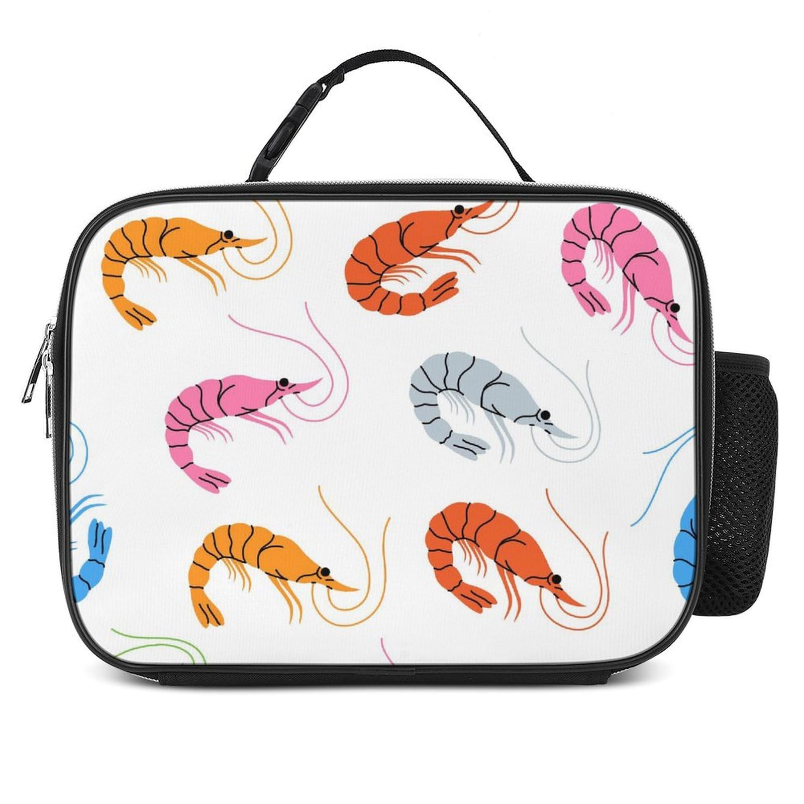 Colored Shrimp Prawn Insulated Lunch Bag With Double Zipper - Sturdy,Freezable And Reusable for Men For Work,Outdoor
