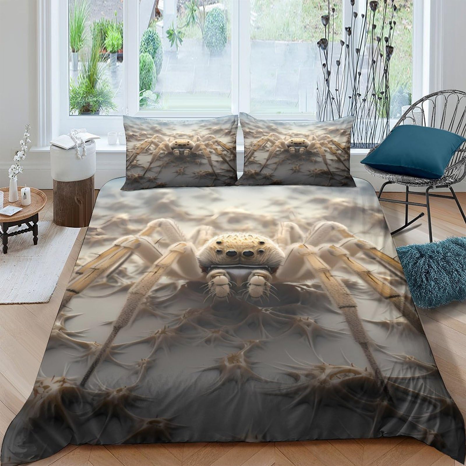Ctjqhvkz Style-3 3D Printed Tarantula Fitted Sheet Microfiber Soft Anti-Slip Spider Bed Cover For Bedroom Dorm Mattress Protection Single（135X200cm）