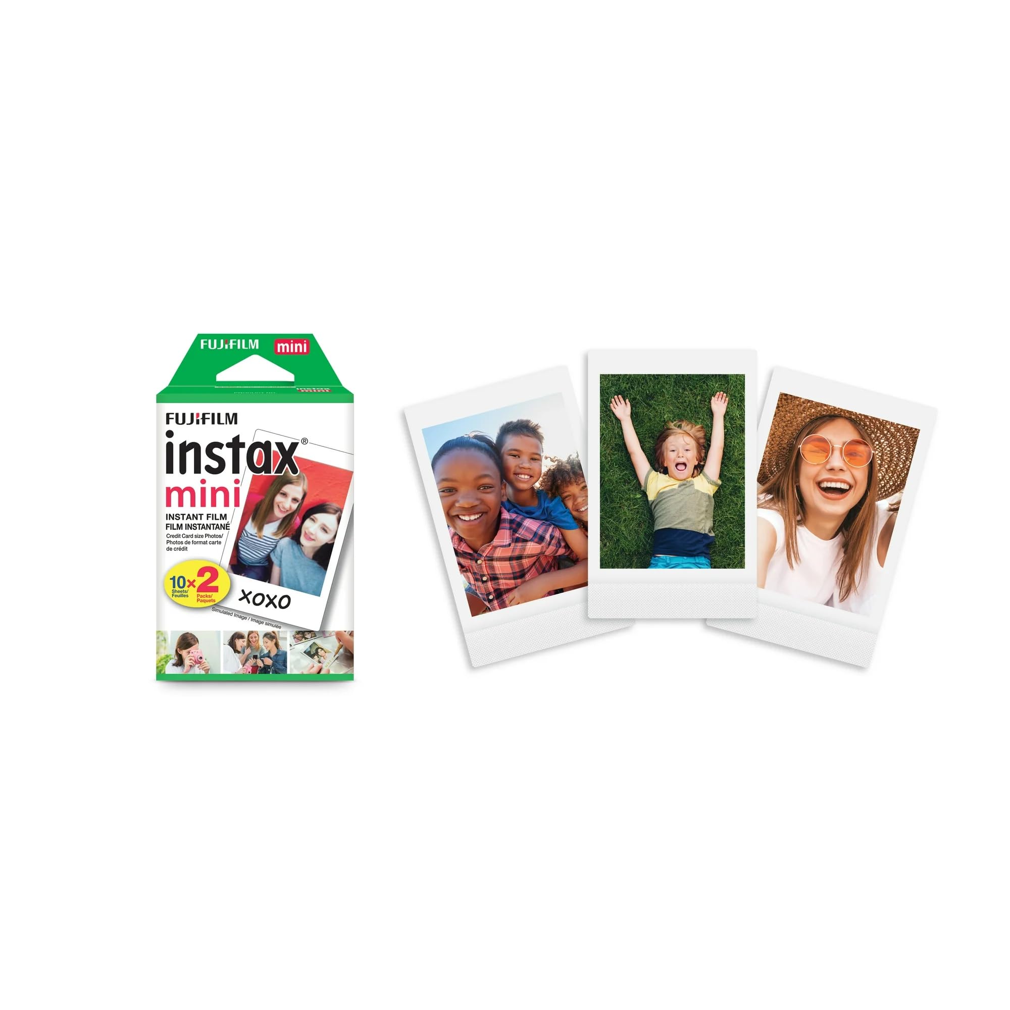 Fujifilm Mini Instant Film (White) for Mini 8,9,11,12,50s, 25, 7s, 90, 300 Cameras, Instax Mini Link's W/Microfiber Cloth by Megen (20 Prints)