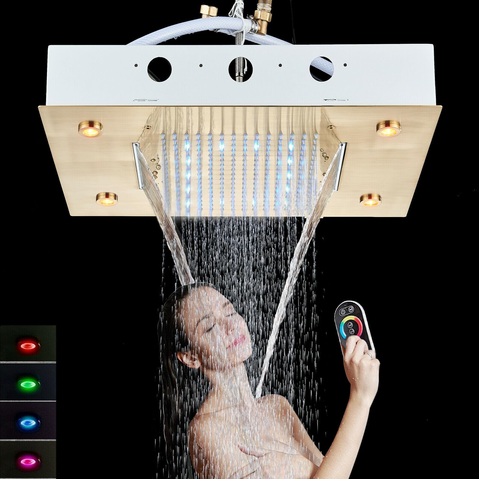 20 X 14 Inch Rain Shower Head,Luxury Led Shower Head Ceiling Mount Rainfall Waterfall Showerhead Full Body Gold Shower Head For Bathroom