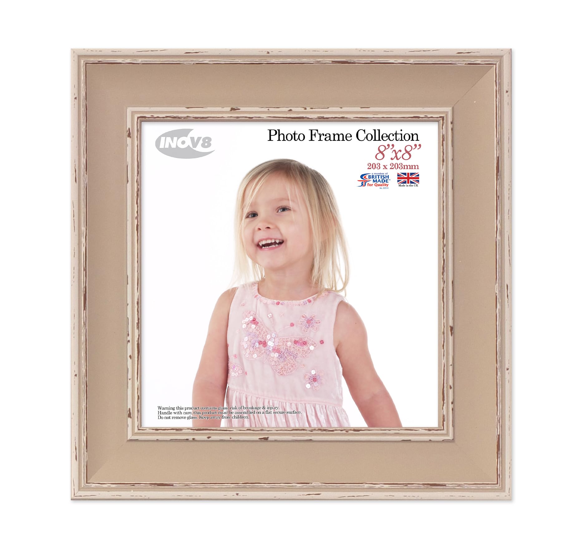 Inov8 Washed Soft Stone British Made Picture/Photo Frame, Square 8X8-Inch, Large