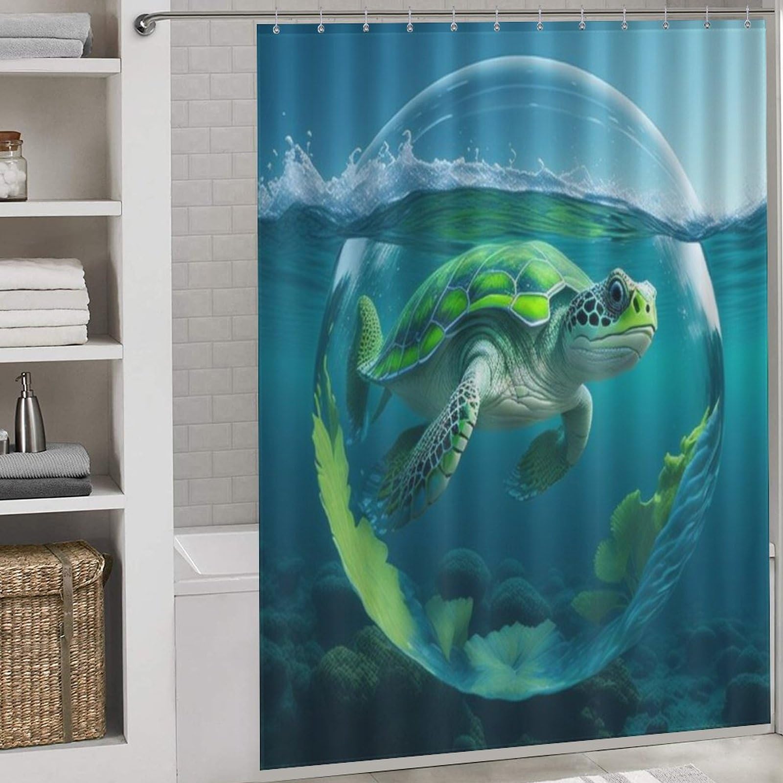 Rideau de douche imperméable lavable anti-éclaboussures 168x183cm