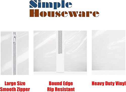 Miniatura 6 de Simple Houseware Perchero de grado industrial con base Z, carga de 500 libras con barra extra larga de 62 pulgadas con cubierta transparente y