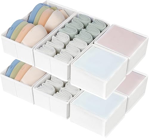 Miniatura 24 de DIMJ Organizadores de Cajones - Juego de 4 Organizadores de Armario de Tela y Almacenamiento, Divisores de Cajones para Ropa de Bebé, Calcetines