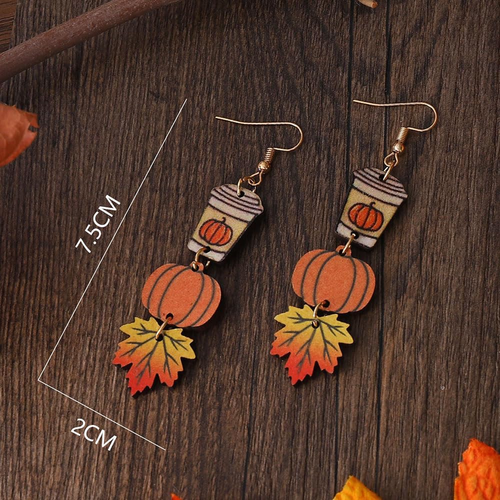 Fall Earrings Crystal Maple Leaf Earring for Women Orange Autumn Maple Leaves Thanksgiving Earrings Drop Dangle Statement Prom Party Jewelry Accessories - Image 6