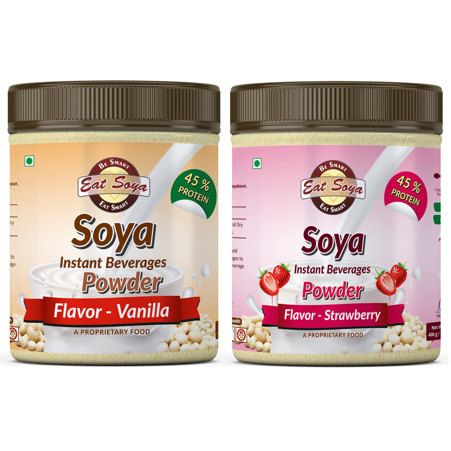 Eat Soya...BE SMART EAT SMART Soy Drink Powder 400gm - Vanilla, Strawberry (Sugar Free) Vegan - Non GMO - 45% Protein (Pack of 2) (B07GMVGKQJ) Amazon Price History, Amazon Price Tracker