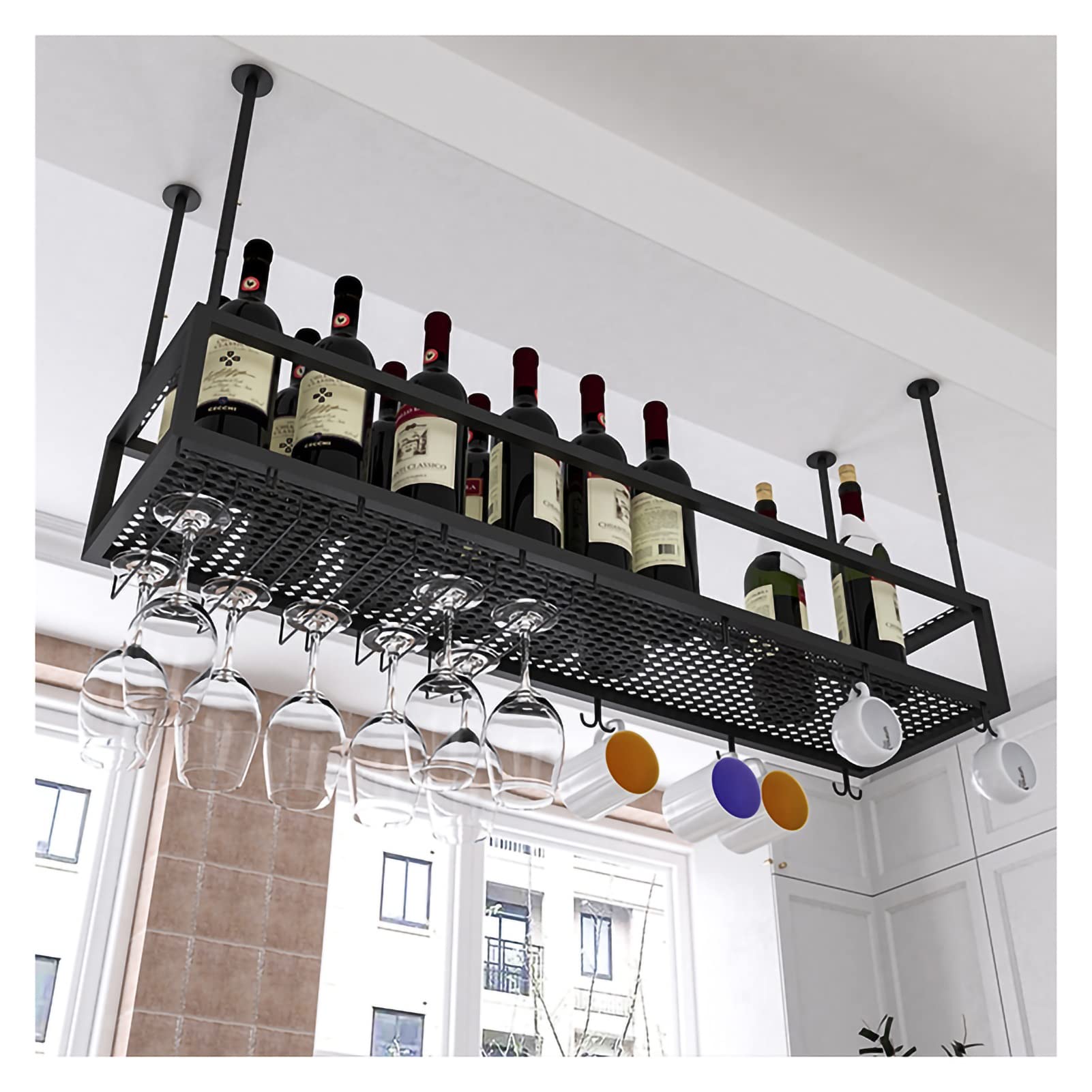 貴重　数量限定　天井棚　吊棚　吊り棚　ワイングラスラック　キッチンシェルフ　古材 数量限定 HS-W 天井棚 吊棚 吊り棚 ワイングラスラック