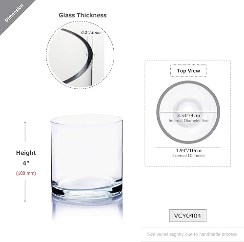 Miniatura 2 de Jarrón cilíndrico WGV, 4" de ancho x 4" de alto, contenedor floral, portavelas de vidrio, pieza central, plantador, terrario para boda, fiesta,