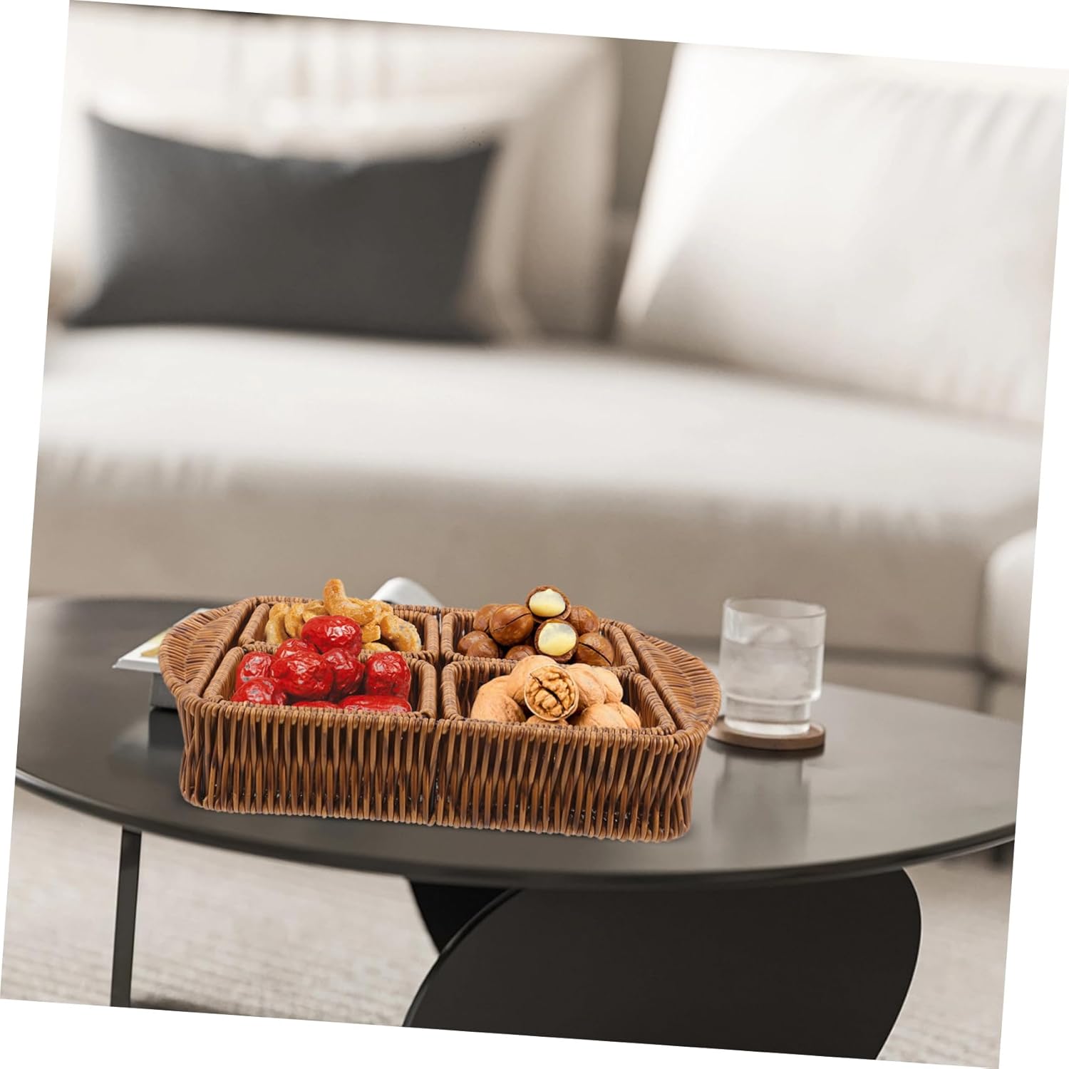 Cabilock 5-Piece Woven Snack Storage Basket Set Compartments Food-Grade Material for Dried Fruits and Small Items for Kitchen Organization