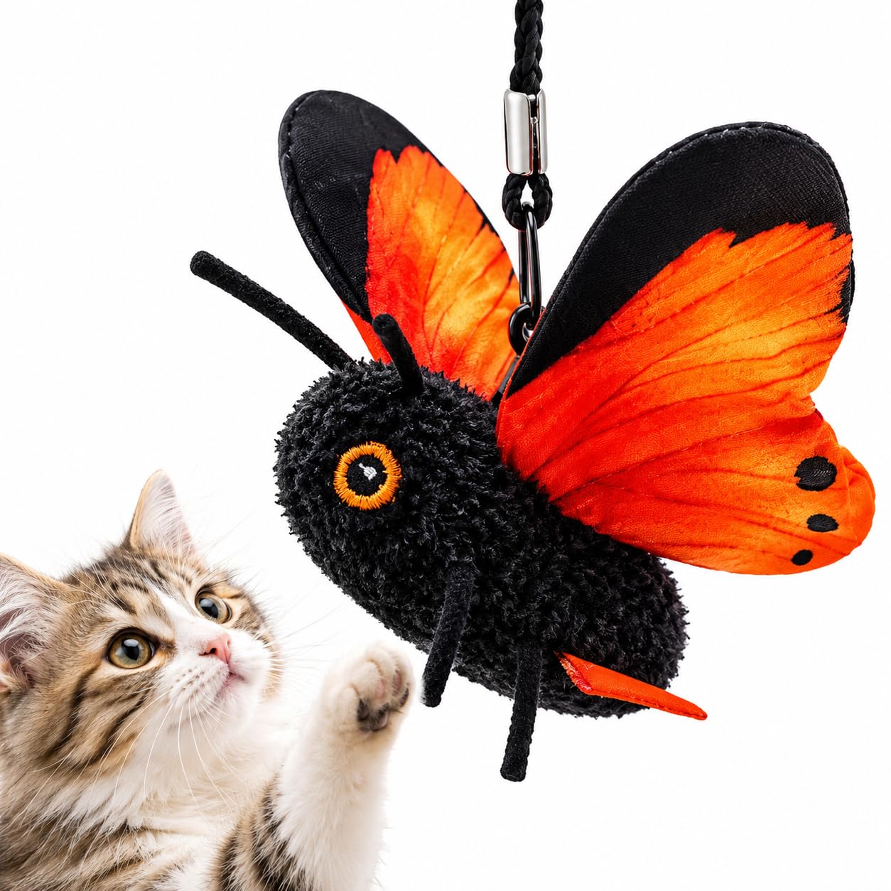 Fluttering Butterfly Cat Toy, 2027 New Interactive Cat Toy (Orange)