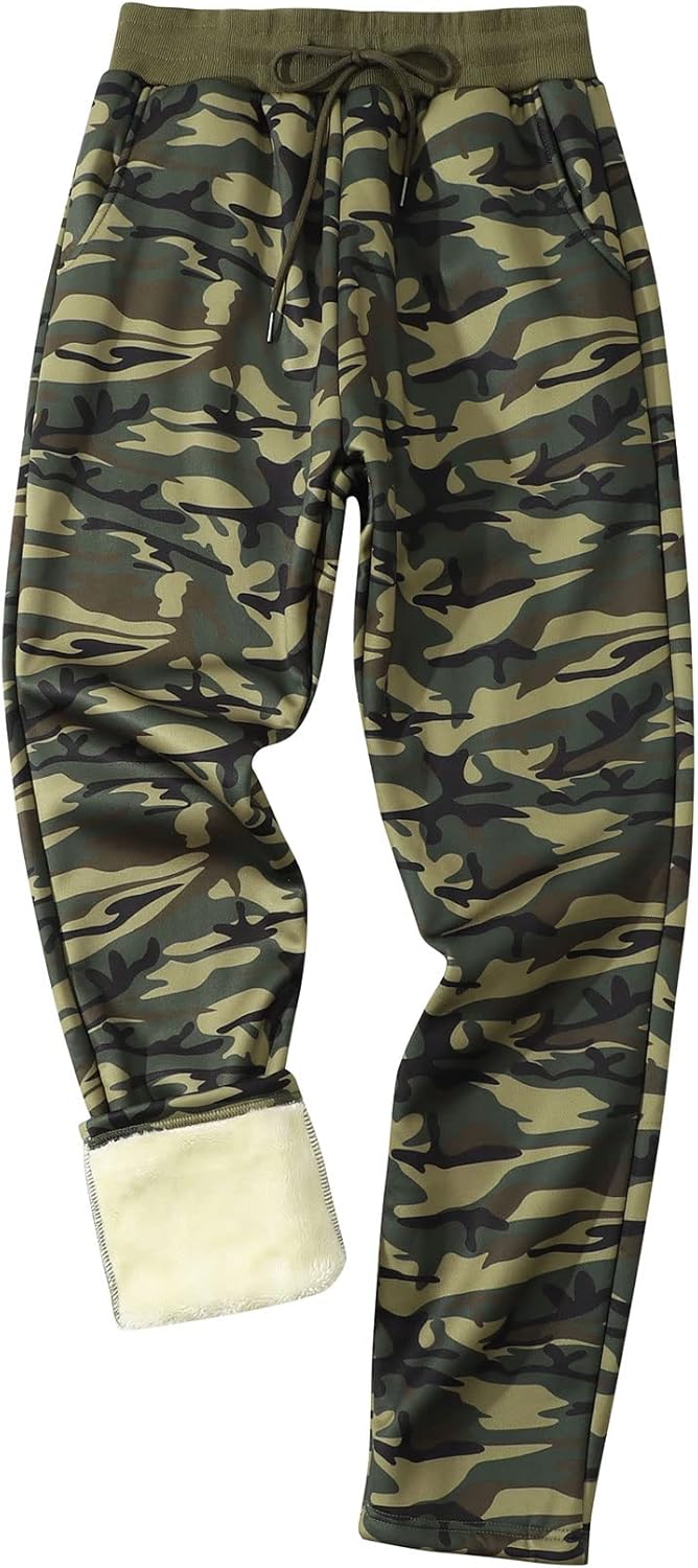 Gihuo Men's Winter Fleece Pants Sherpa Lined Sweatpants Active Running Jogger Pants