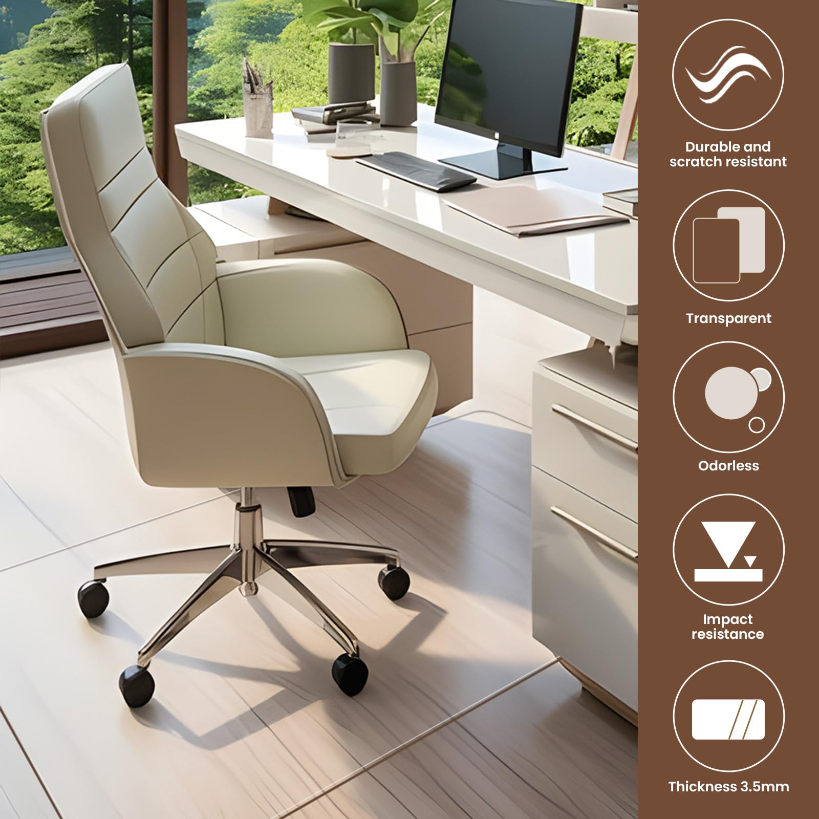 Office Chair Mat - Heavy Duty 47x32 1 7 Thick Flat Shipping Suitable for Carpet and Hardwood Floor — view 4