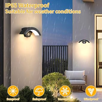 LED Outdoor Wall Light with Motion Sensor, Waterproof IP65 Aluminum Lamp 12W Warm White 3000K Mains Powered Outside Light for Doorway Garden Terrace Stairs [Energy Class E]