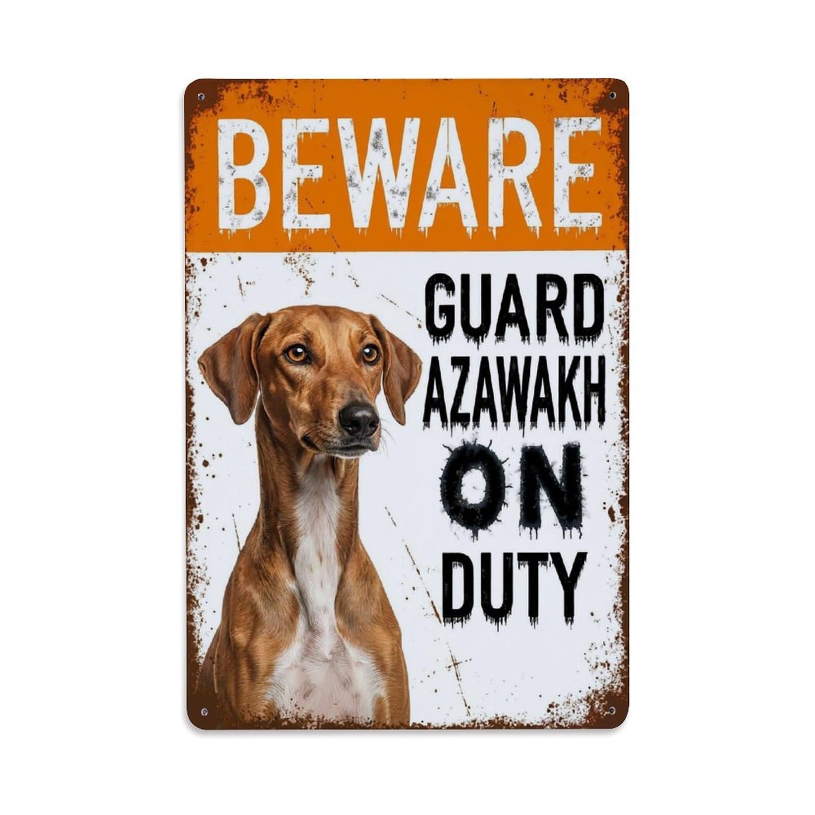 Vintage Funny Azawakh Guard Beware of Dog Doormat Metal Tin Sign Plaque Wall Decor for Cafe, Club Bar, Office, Garden Metal Poster 8x12Inch