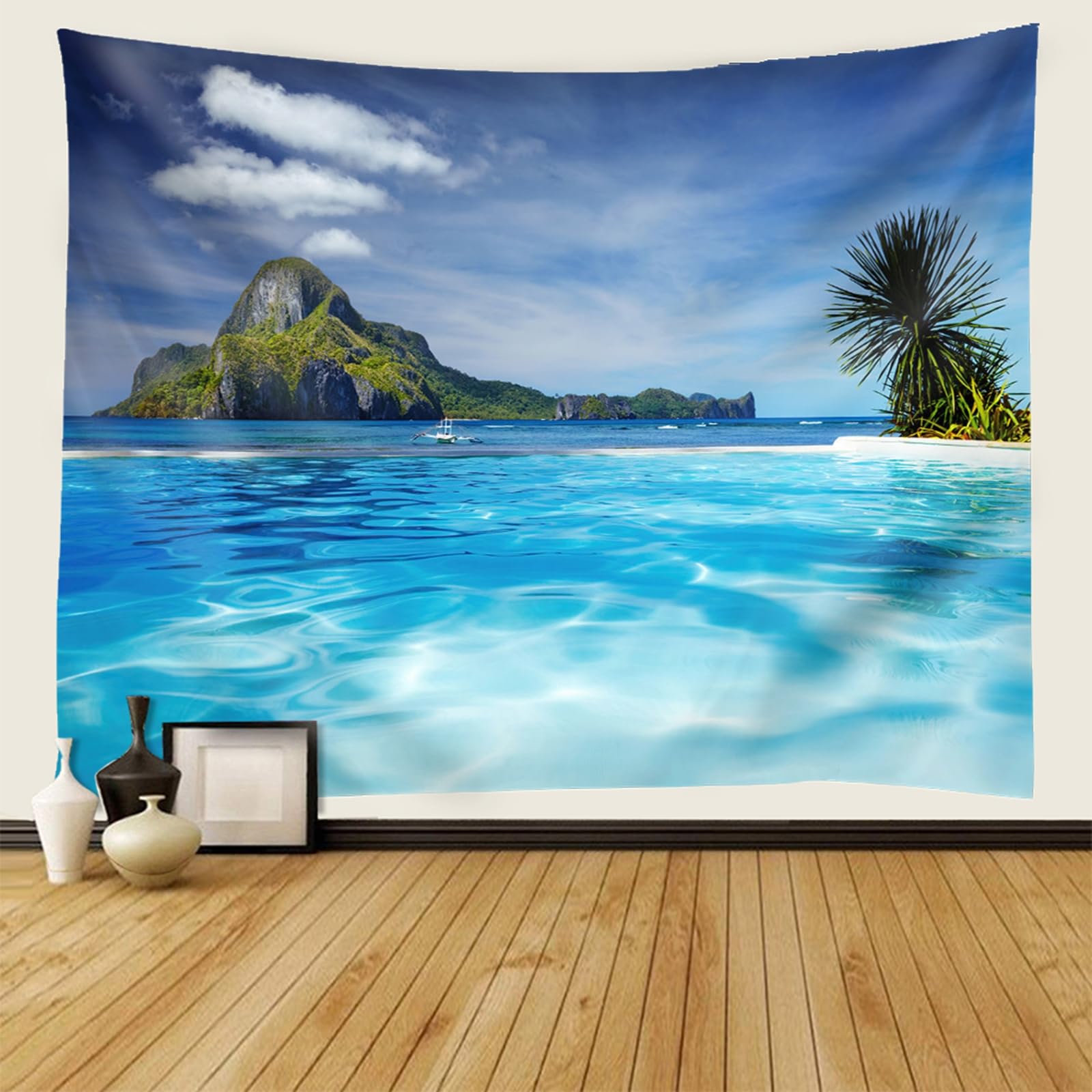 RDSGYZ Wandvorhang mit Motiv Landschaft, Wandteppich Groß 256x350CM Meer und Inseln Wandbehang Wandtuch Wandteppiche Schlafzimmer Kinderzimmer