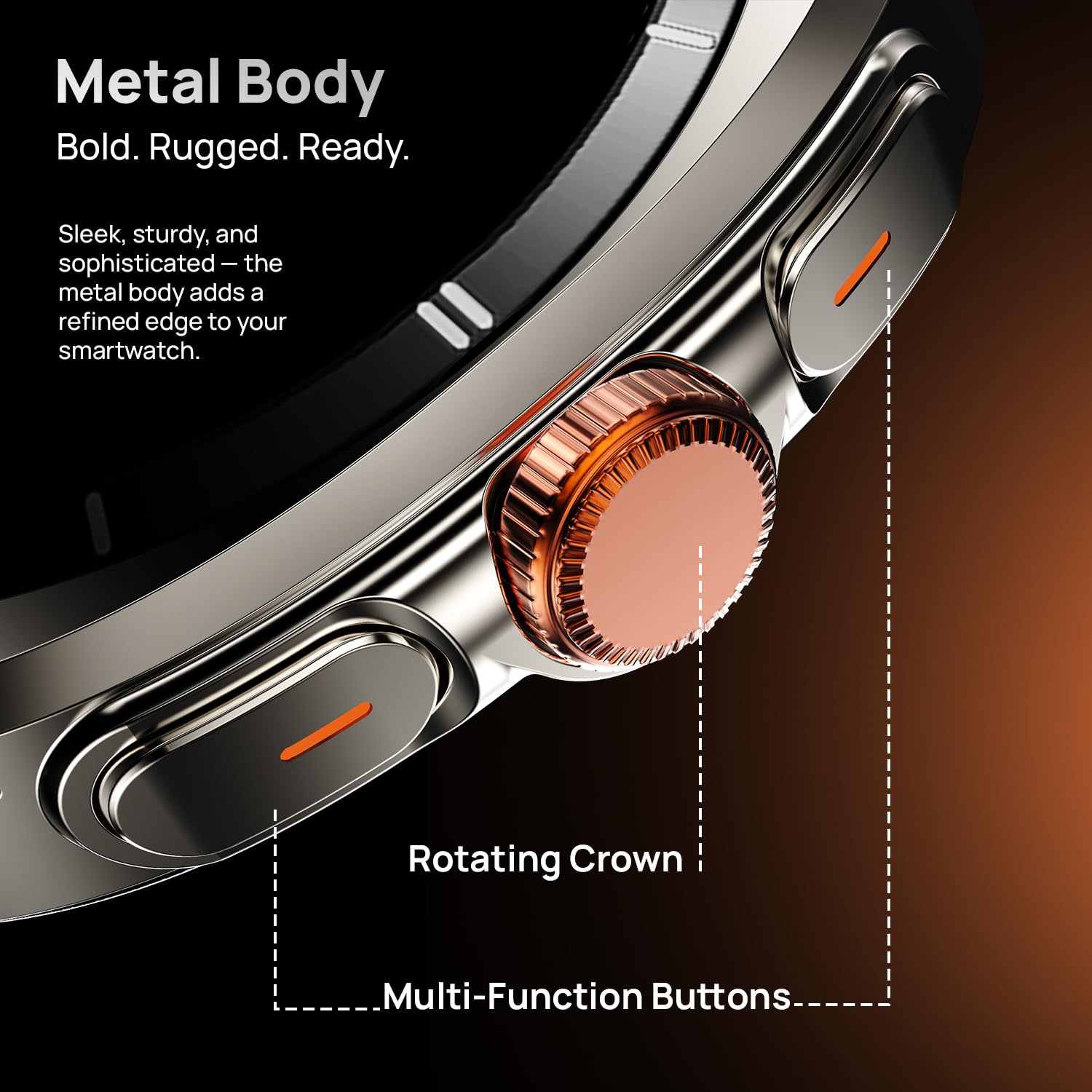 Fire-Boltt Axiom Round Smart Watch 1.43" Super AMOLED Display with Always-On Mode, Bluetooth Calling, Rotating Crown, SPO2 & Heart Rate Monitor, IP67 Waterproof Silicone Smartwatch for Men - Orange — Amazon image 6