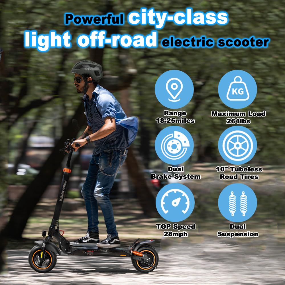 HONEYWHALE T4A Electric Scooter for Adults, 18-25 Miles Range, 750W Motor, Speeds up to 28 MPH, Dual Suspension, Dual Braking, 10