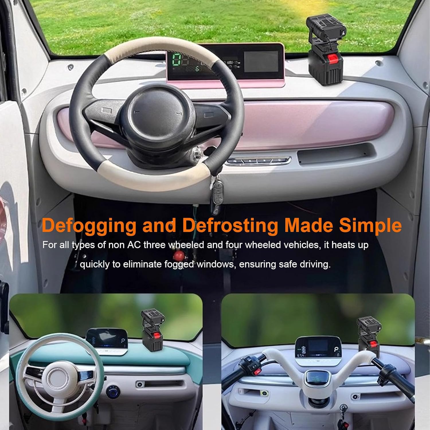 GOWENIC Car Heater, 170W Fast Car Heater with Hand Warming and Space Heating, Battery Powered, Portable Windshield Defogger for Vehicle Indoor