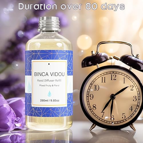 Miniatura 6 de binca vidou Recambio de aceite difusor de cañas, mezcla afrutada y floral, incluye 6 varillas para difusión, juego de regalo difusor de varillas