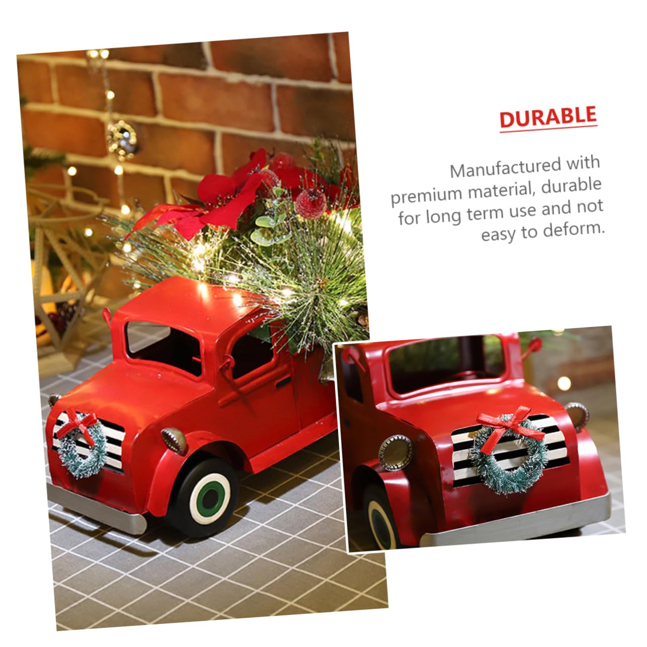 Cabilock Auto Camiones para Niños Coche En Miniatura Decoración De Navidad De La Casa De Campo Modelo Clásico Decoración De Camión Rojo Coches De Juguete Modelos Planchar Adornos Anticuado
