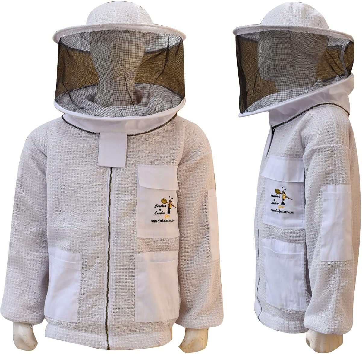 Clothes N Leather Gear Beekeeping Three Layer Mesh Ultra Ventilated Jacket Fully Protection Jacket with Round Veil Colors