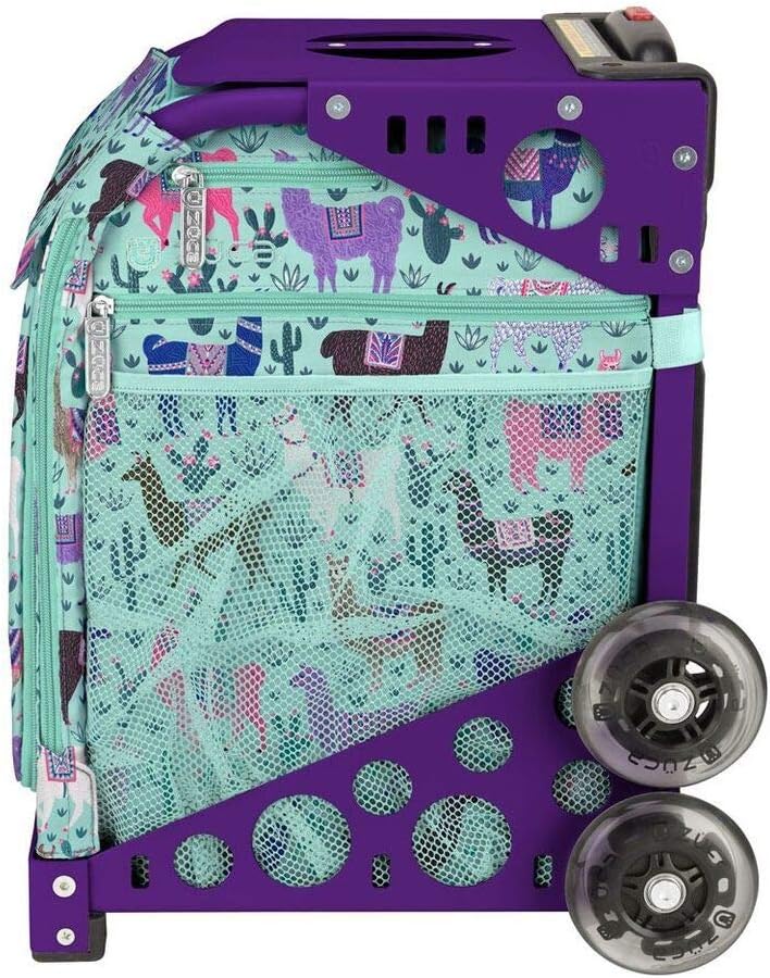 ZUCA Llama Rama Sport Insert Bag and Purple Frame with Flashing Wheels