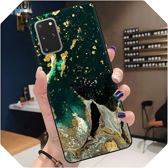 Ink Brush Marble Pattern Phone Case for Samsung S8S9 S10S20 Plus Ultra S10E Note 10 Light Pro Cover Samsung S20FE Case - Black-A4059-For S10 Plus