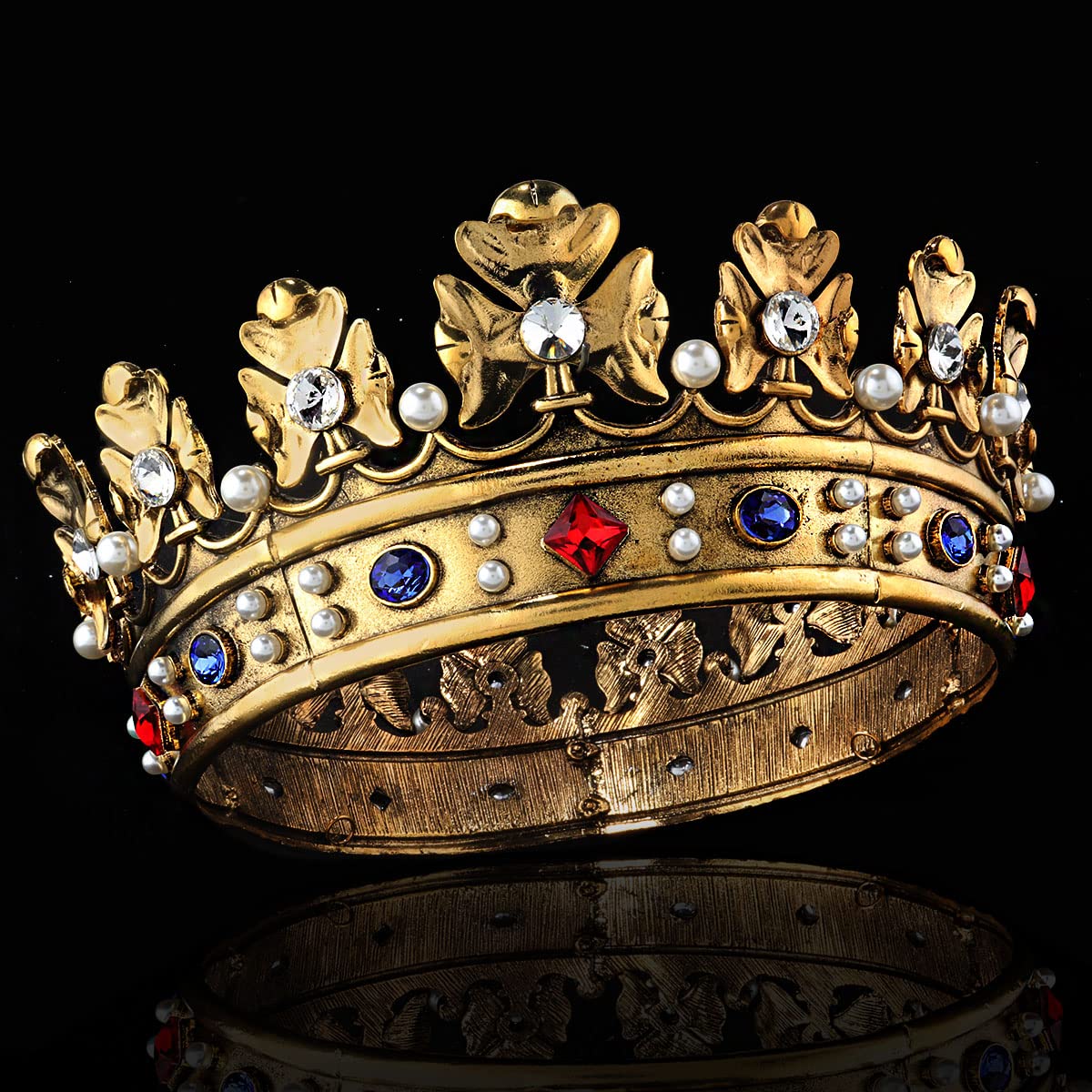 Corona Reale Barocca Uomini Metallo Principe Capelli Corona Cerchio Pieno Festa di Compleanno Accessori per Capelli Per Cosplay Prom