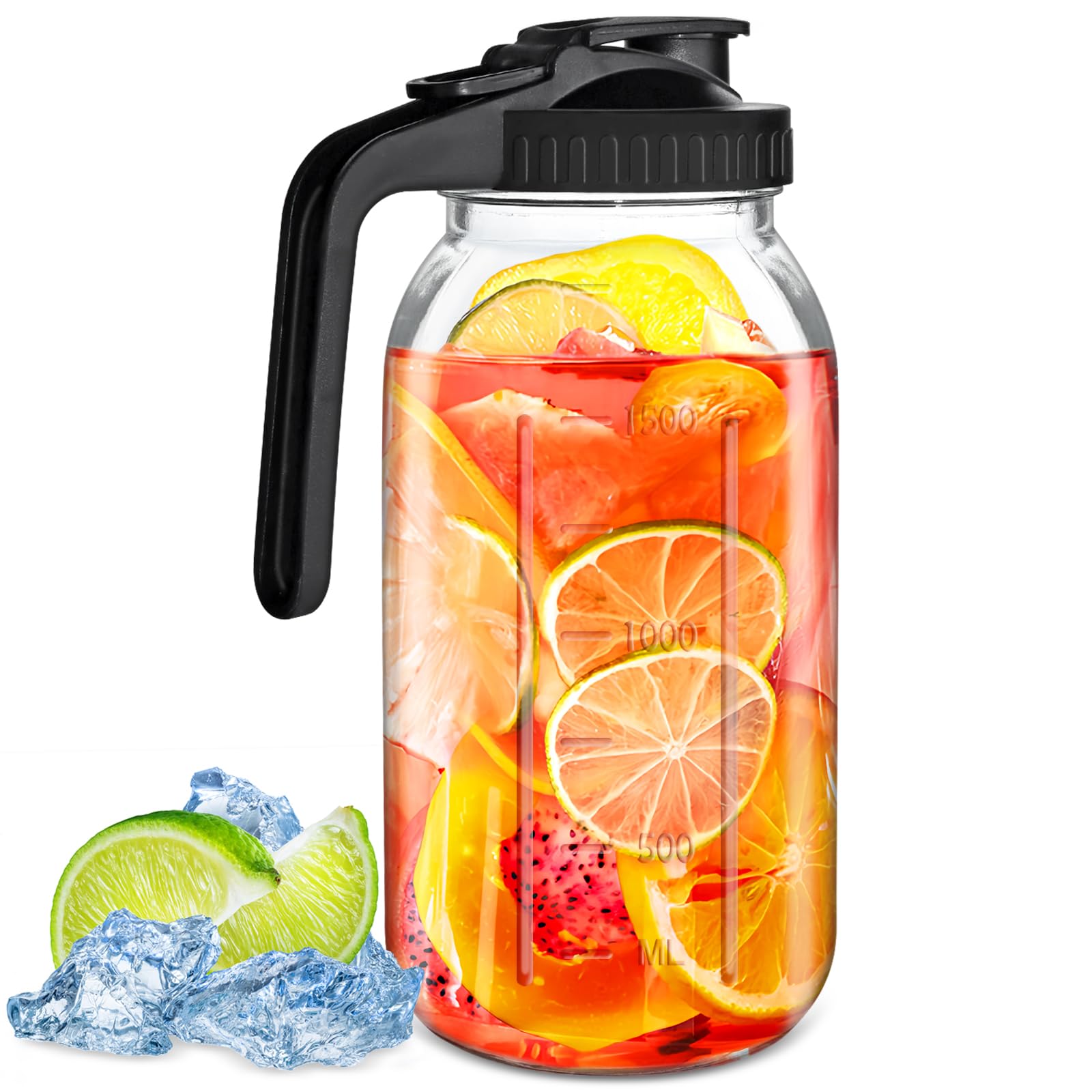 Carafe à eau 1,8L en verre pour thé glacé maison et infusions au soleil