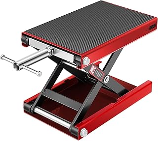 VIVOHOME Elevador Moto Plataforma Elevadora Motocicleta Ancha de Acero Altura Ajustable, Soporte Central Capacidad de 50...