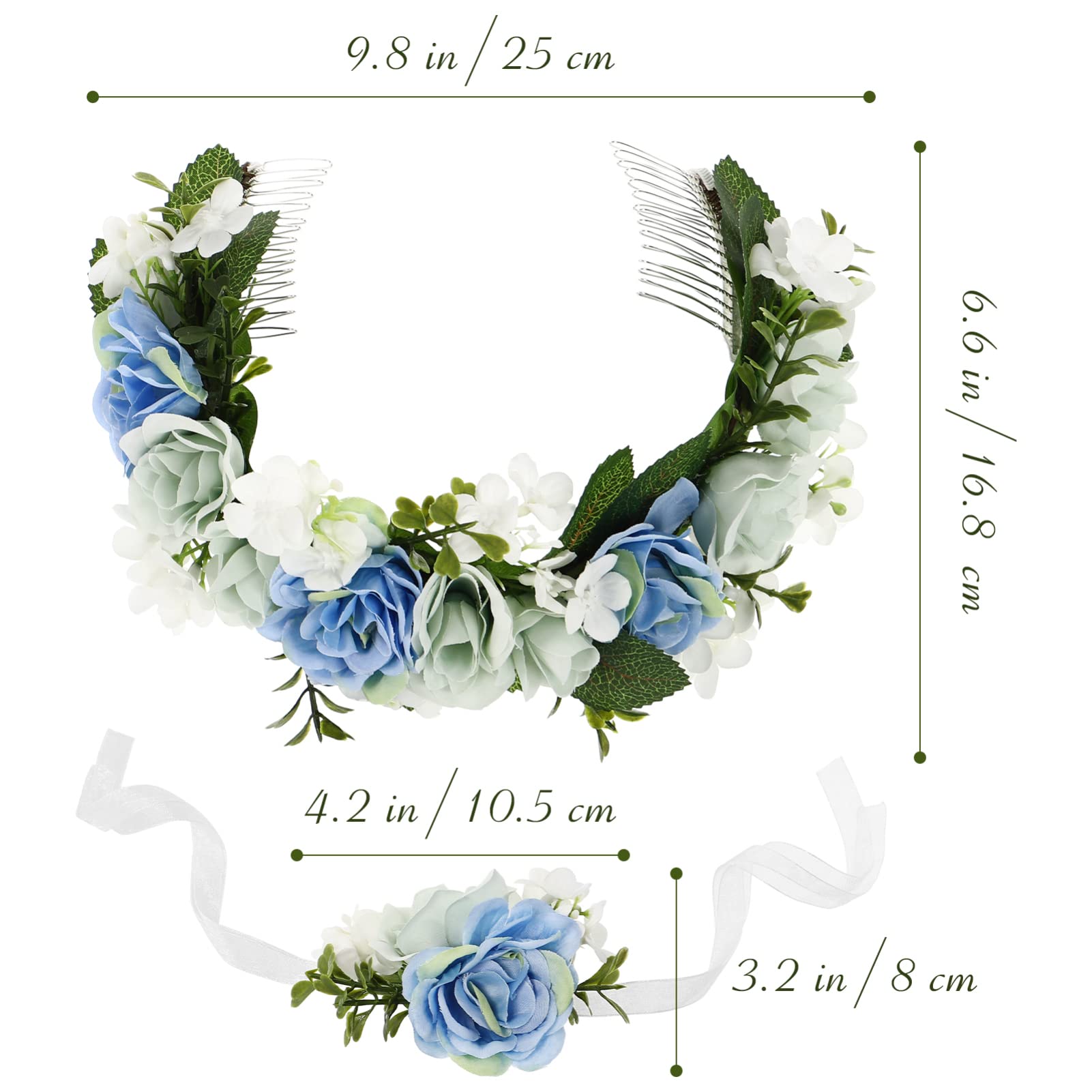 FRCOLOR Couronne de fleurs tropicales pour remise de diplôme - Accessoire pour cheveux pour femme - Pour mariée, demoiselle d'honneur, mariage, fête de plage