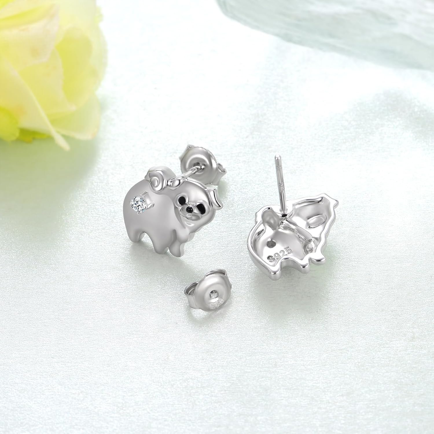 Pug Earrings Sterling Silver Dog Birthstone Earrings Pug Birthstone Gifts Jewelry for Women - Image 3
