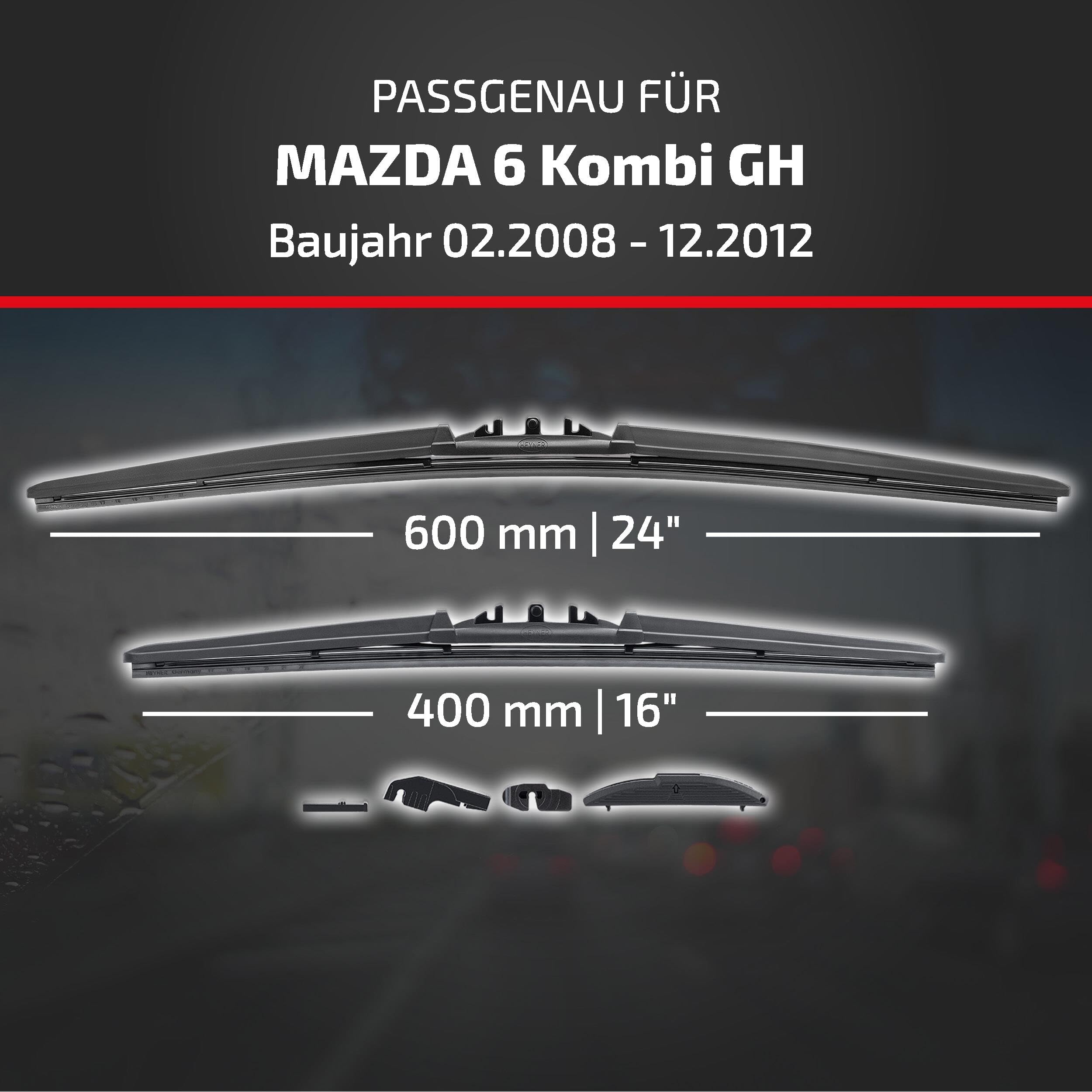 HEYNER Zestaw wycieraczek przedniej szyby do MAZDA 6 Sport Kombi 2008-2012 HYBRID