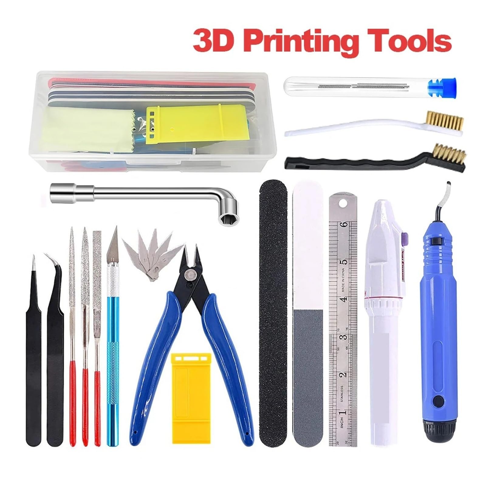Kit d'outils for imprimante 3D avec couteau/grattoir/pince à épiler/pince