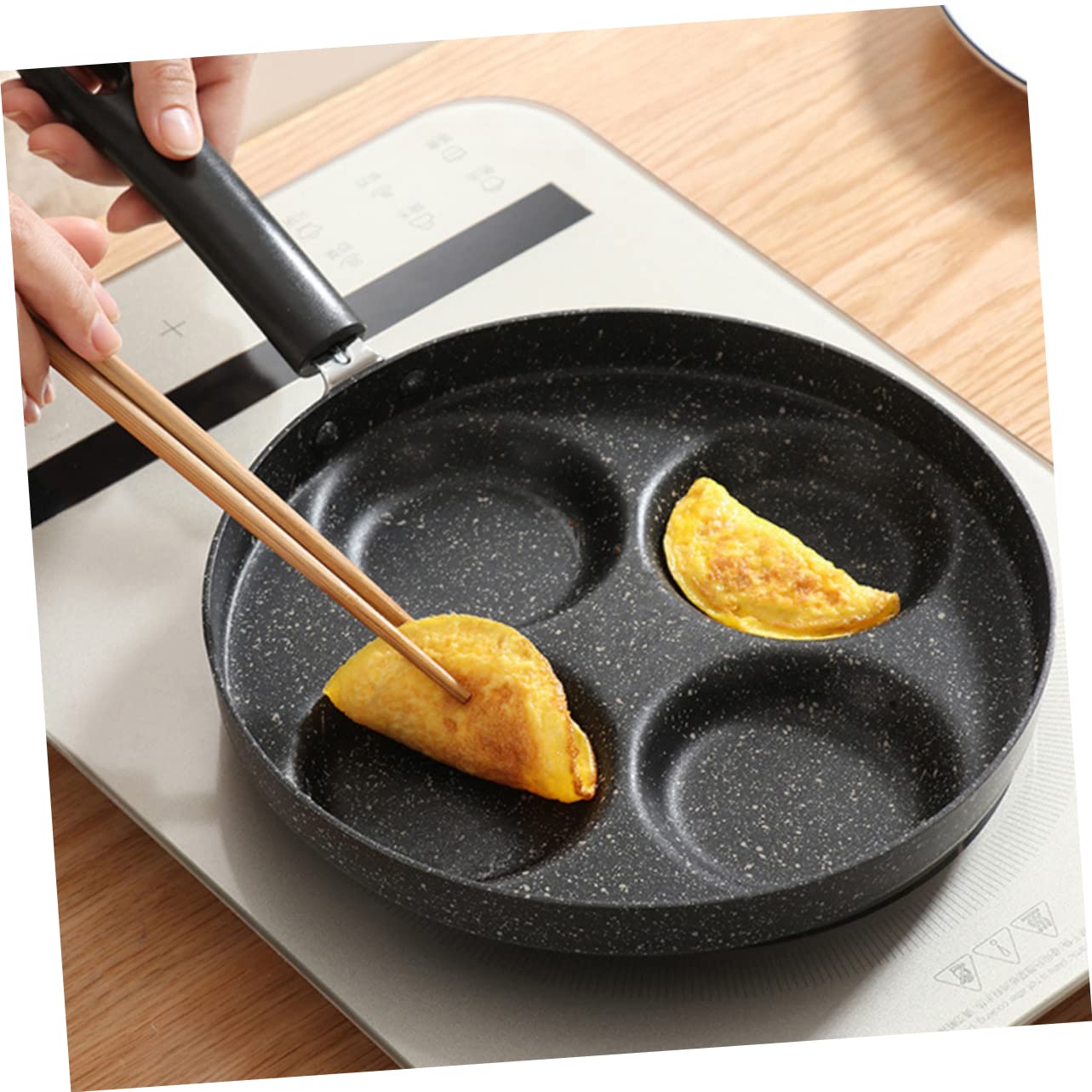 POPETPOP Padella per Omelette a 4 Scomparti Antiaderente Argento
